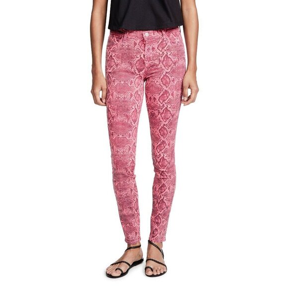 NWT J Brand neon pink snakeskin mid-rise skinny ankle jeans, 26 - Picture 5 of 14